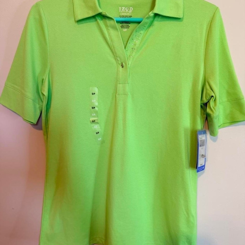 IZOD performs ‎ polo lime green size SP Green Short Sleeve Performance NWT